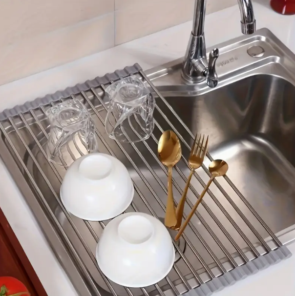FlexiDry Deluxe Stainless Steel Roll-Up Dish Drying Rack
