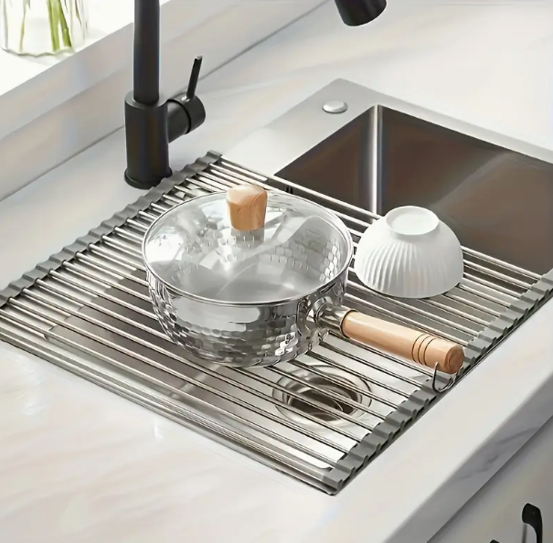FlexiDry Deluxe Stainless Steel Roll-Up Dish Drying Rack