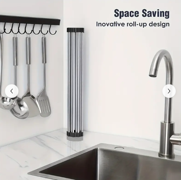 FlexiDry Deluxe Stainless Steel Roll-Up Dish Drying Rack
