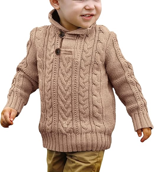 Toddler Girl Boys Knit Cable Turtleneck Sweater