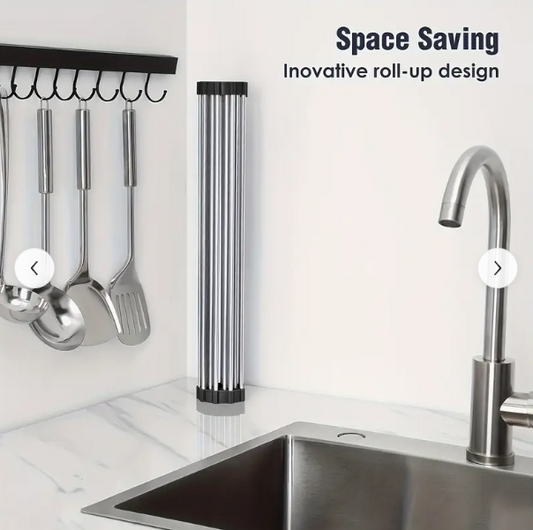 FlexiDry Deluxe Stainless Steel Roll-Up Dish Drying Rack